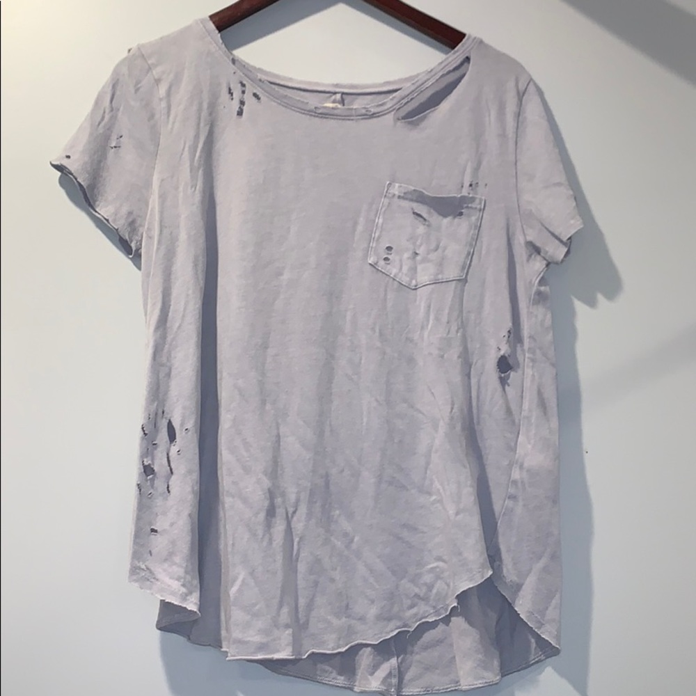 Trendy ripped up gray cute shirt from Hollister.